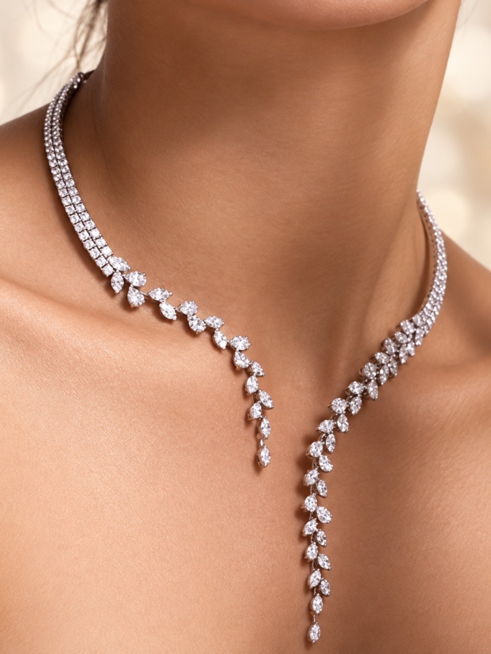 Rhinestone Open Collar Necklace | Bridal Statement Jewelry